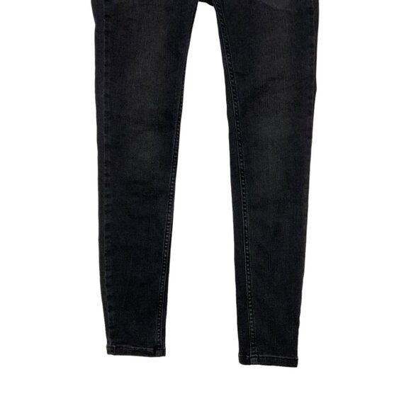 Free People Lace up Skinny Jeans 24 Distressed Black Cropped Retro Bohemian - Picture 9 of 11